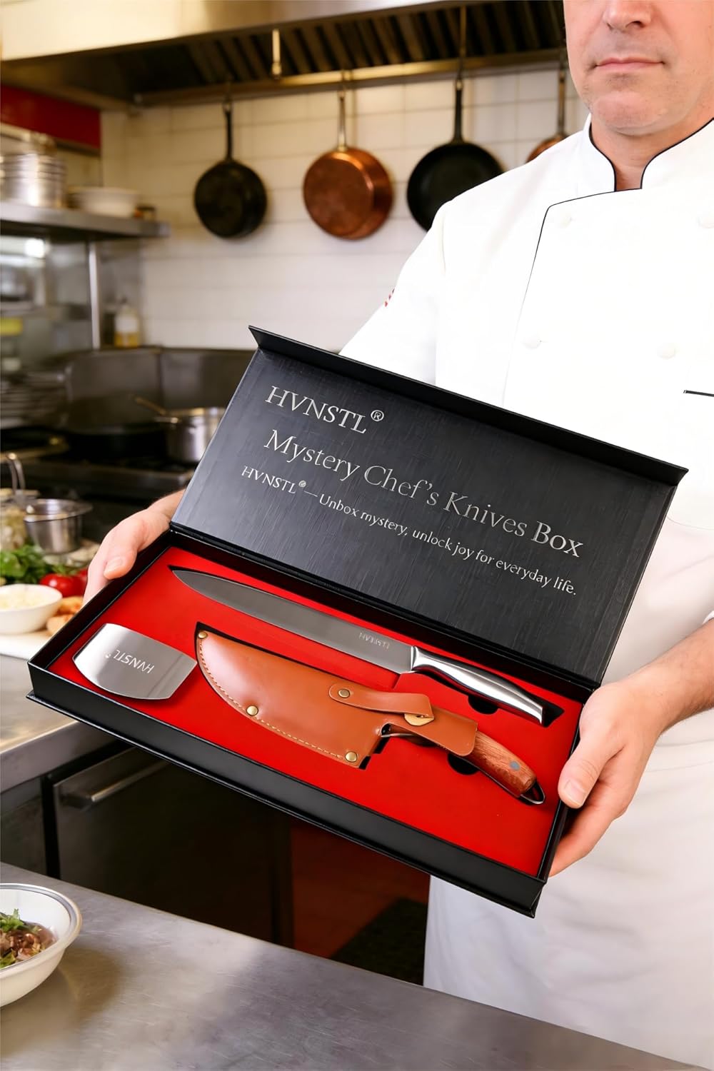 Mysterious Chef Knife Gift Box, 2 Random Professional Chef Knives,with Thoughtful Finger Guard,Mysterious surprise gift for mom,dad, A Surprising Mystery Gift