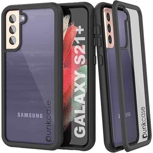 Punkcase Galaxy S21 Plus Case [Spartan Series] Clear Rugged Heavy Duty Cover W/Built in Screen Protector | Plus Slim 360 Full Body Protection Compatible W/Samsung Galaxy S21 Plus 5G (6.7") [Black]