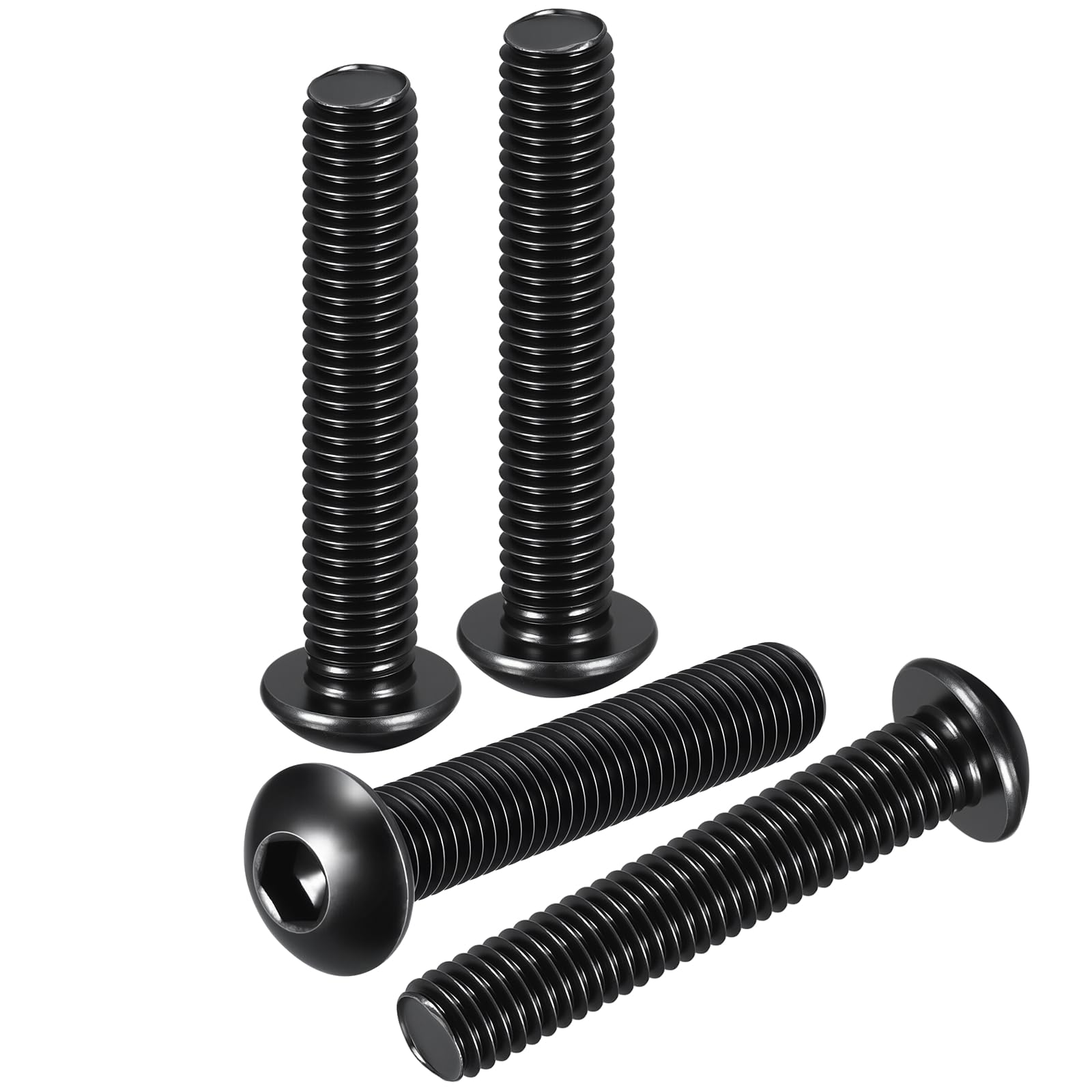 DTGN M12-1.75x60mm Button Head Socket Cap Screws - 4Pack - Good for Road Bicycle, Mountain Bike, Auto, Motorcycle - Carbon Steel Black Oxide - Hex Socket Drive Fasteners