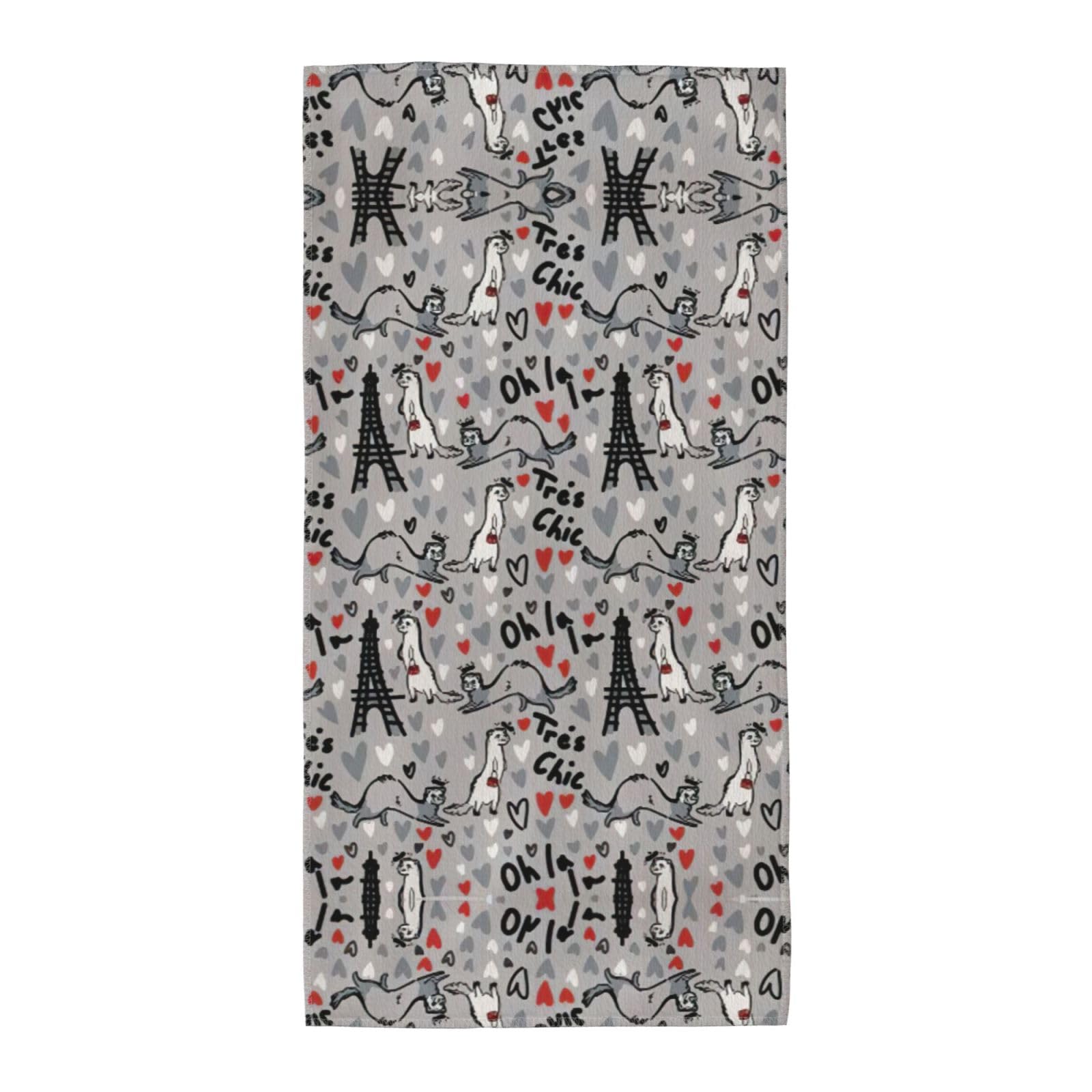 WYCZHY French Fashion Model Ferrets Printed Quick Dry Beach Towel For Camping Travel Vacation