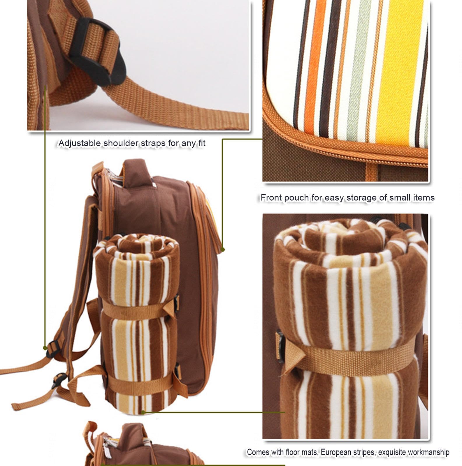 VIDECOR Mochila de Picnic Familiar para 4 - Mochila de Picnic para 4 con Mesa Plegable, Compartimento de Refrigeración Aislado, Soporte para Vino, Bolsa de Picnic Impermeable y,B