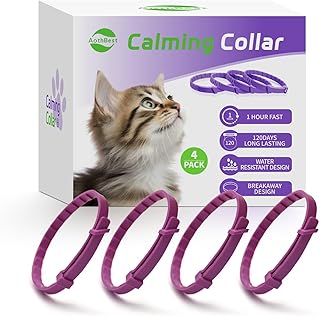 4 Pack Calming Collar for Cats, Cat Pheromone Calming Collar Stress and Anxiety Relief Lasts 30 Days Calm Collar Cat Adjustable Appeasing Calming Collar for Kitten Kitty Calm Collar Make Cat Relaxed