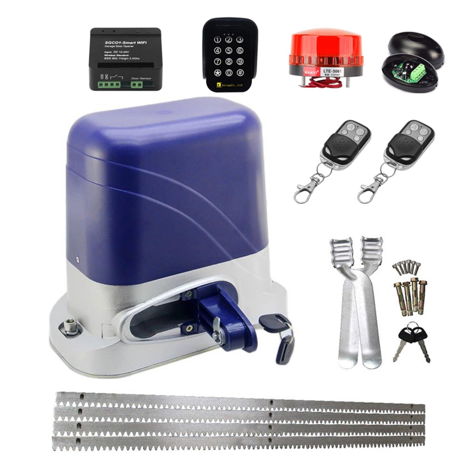 Automatic Gate Opener, Automatic Electric Gate Opener for 1300KG Sliding Door Garage Operator with 4m Steel Racks Remote Gear Motor Actuator(Kit 13)