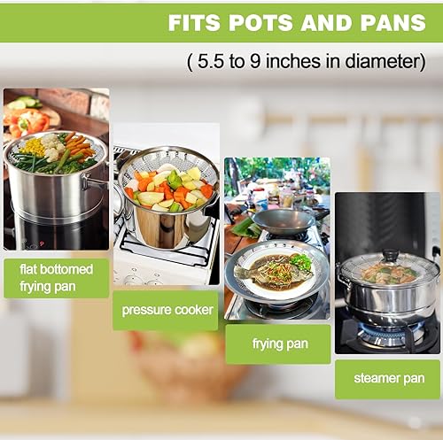 Miniatura 5 de Cesta de vapor para verduras, cesta de vapor plegable de acero inoxidable para cocinar, verduras, pescado, pasta, huevos, se adapta a ollas de