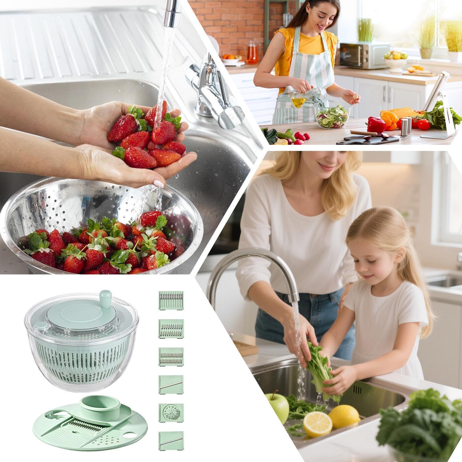 Salatschleuder Spülmaschinenfeste Schüssel | Gemüsewaschschüssel Für Zuhause Essensvorbereitung Reise Camping Party Gesundes Essen Treffen Erwachsene Vielbeschäftigte