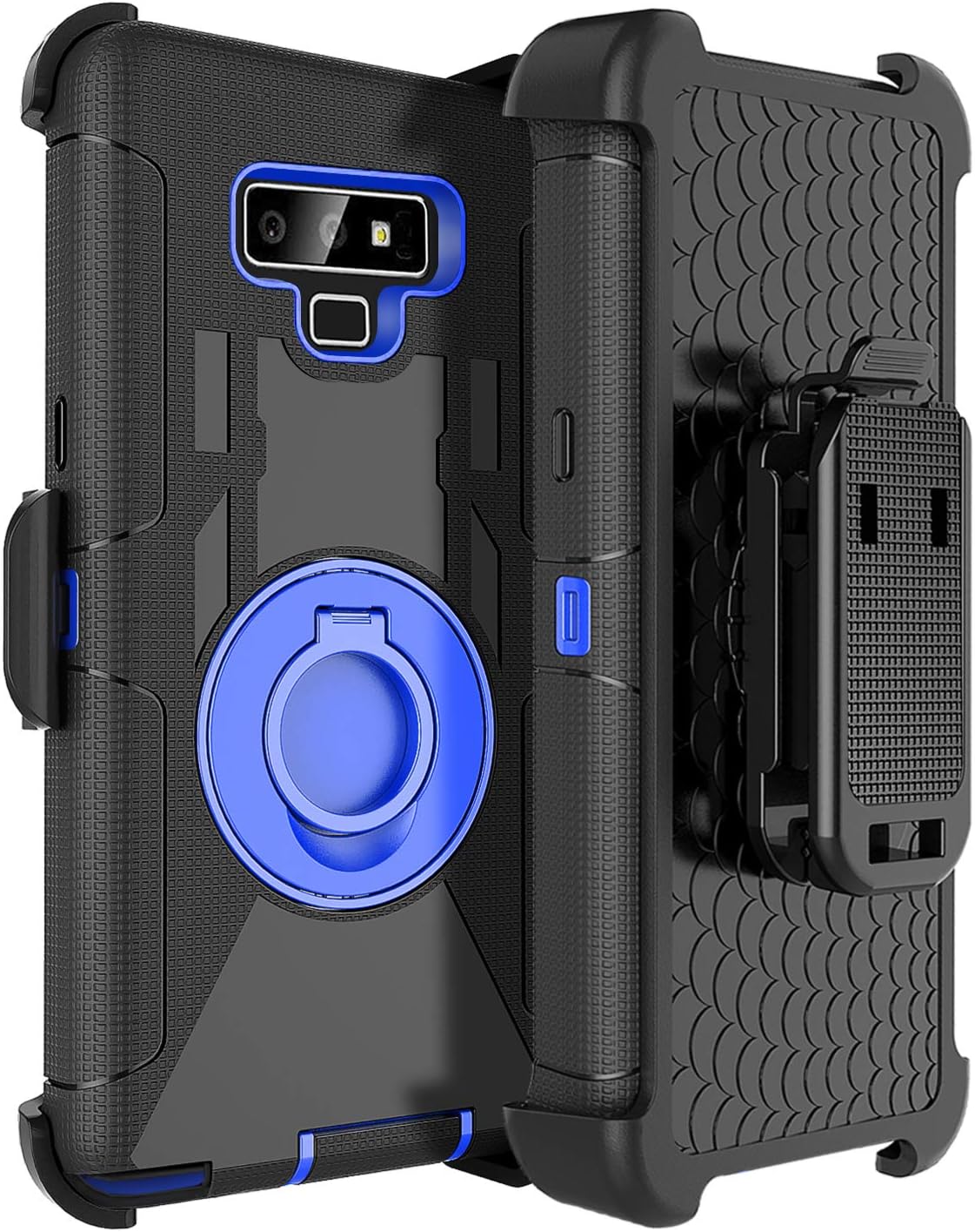 Fingic Samsung Note 9 Case,Samsung Note 9 Case with Clip,Full Body Heavy Duty Hybrid Holster Shockproof Kickstand Swivel Rugged Bumper Protective Case for Samsung Galaxy Note 9 6.4'' 2018,Blue