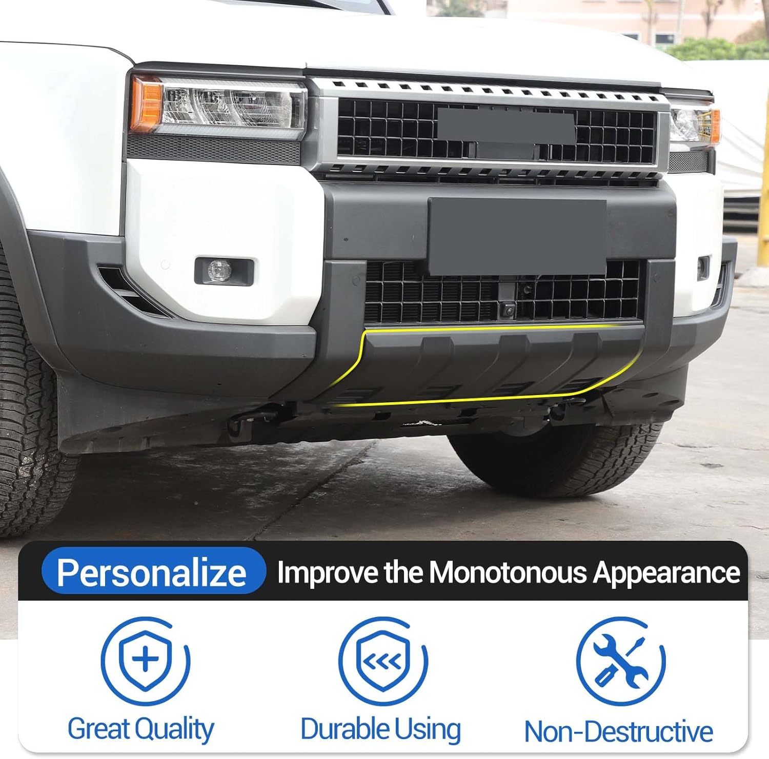 Front Bumper Lower Panel Protector Guard Compatible with Toyota Land Cruiser 250 Prado J250 LC250 2024 2025, ABS Front Bumper Under Trim Guards Exterior Protector Accessories (Matte Black)