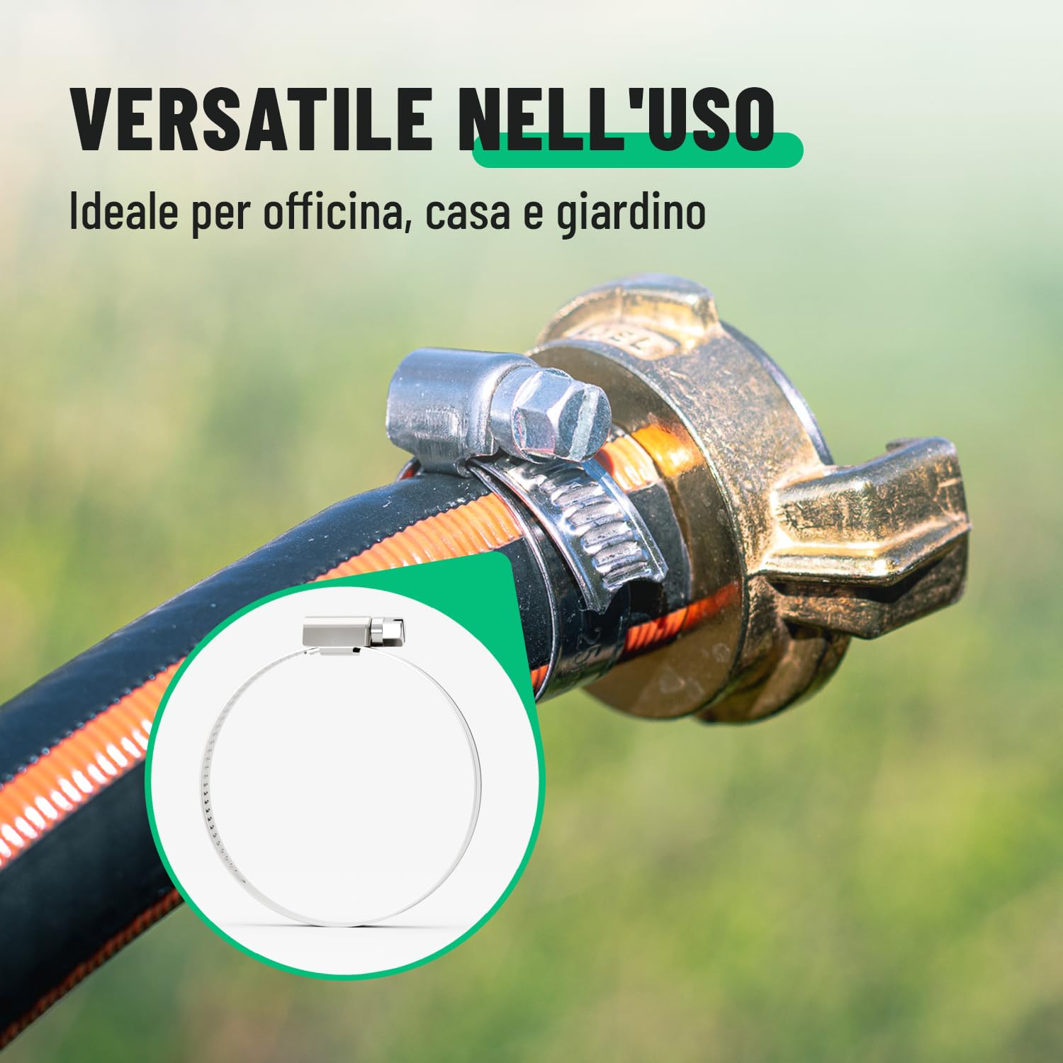 greate 50x fascette stringitubo acciaio inox 50-70 mm - fascette a vite regolabile con larghezza banda 9 mm - per piscina, stagno, lavatrice e altro