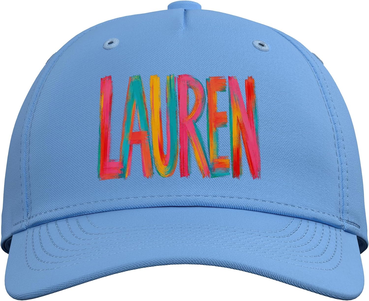 Lauren First Name Colorful Brushstroke Letters Adjustable Baseball Hat image 2