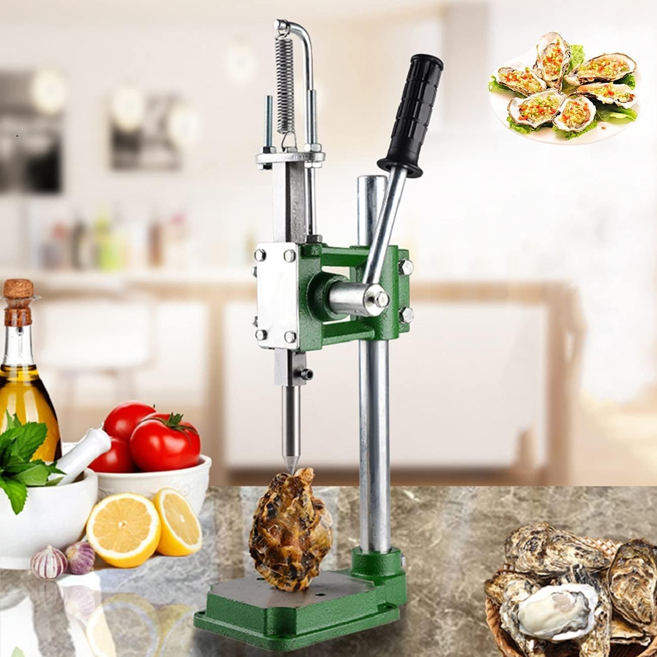 Oyster Sheller Tool, Stainless Steel Professional Oyster Opener with Non-Slip Handle Base, Suitable for Seafood Market/Home