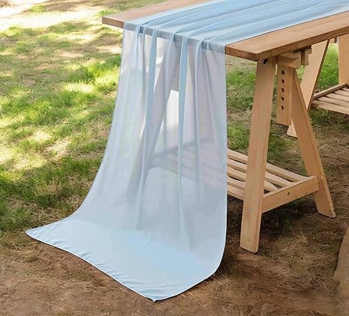 MDS - Paquete de 20 caminos de mesa de gasa de 14 pies de largo de 29 x 170 pulgadas de largo, romántico, rústico, de gasa transparente, para bodas,