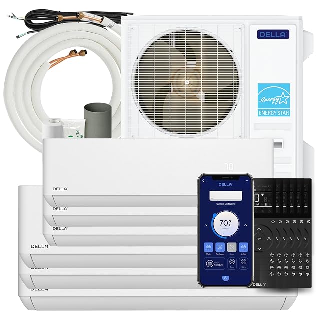 Della DELLA 55K BTU 6 Zone (3x9K+3x12K) Mini Split AC,22.5 SEER2,16ft Kits