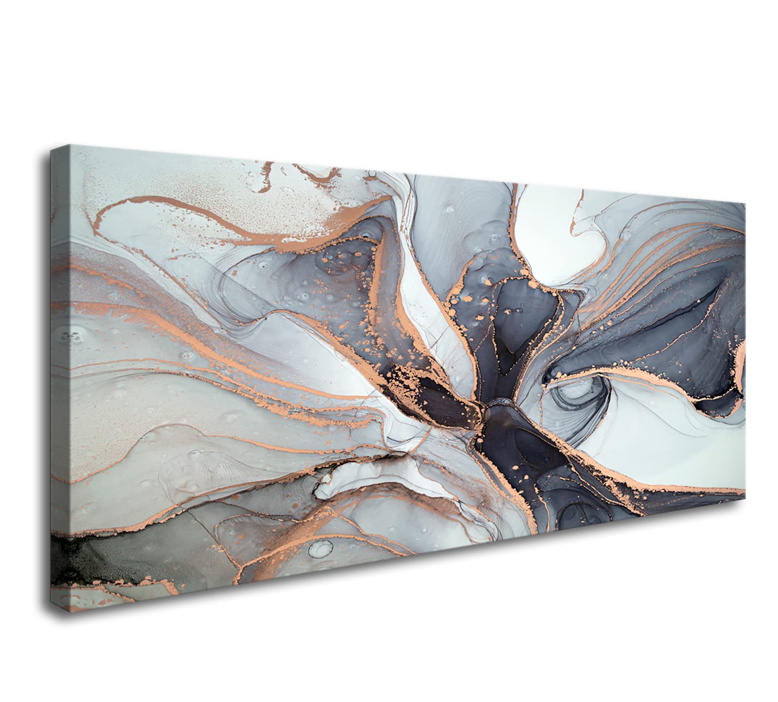 XXMWallArt FC3475 Framed Wall Art Gray and Gold Abstract Painting Background Abstract Canvas Wall Art Print Painting for Bedroom Living Room Office Wall Decor Home Decor