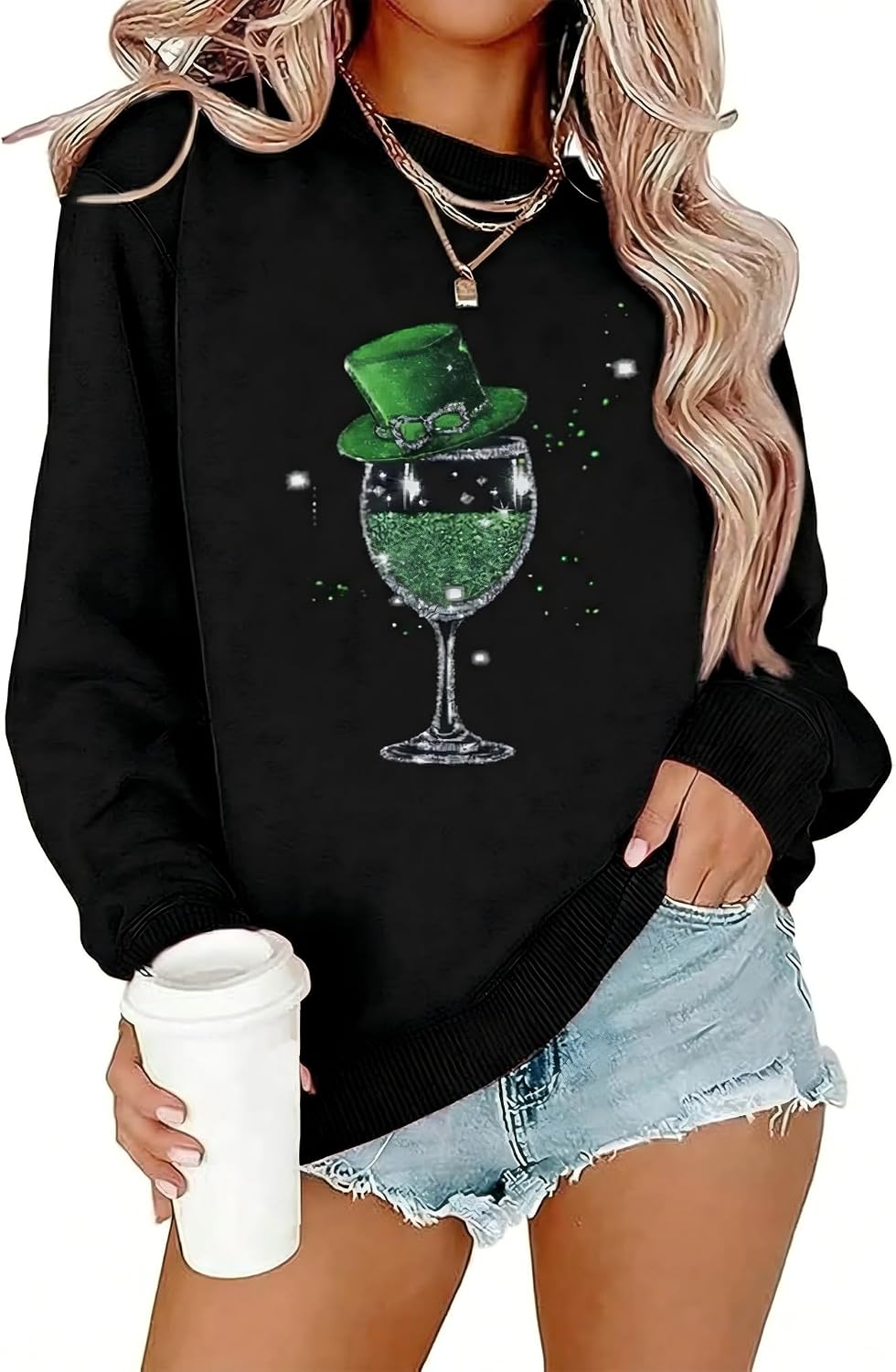 Women's Long Sleeve Crewneck Sweatshirt Holiday Graphic Pullover Tops