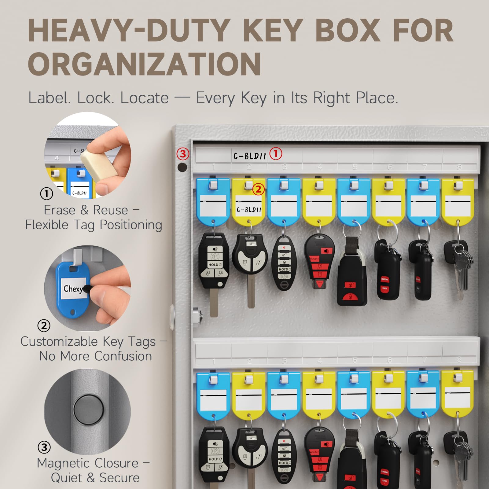 Amazon.com: WeHere 72 Key Lock Box Wall Mount, APP Bluetooth