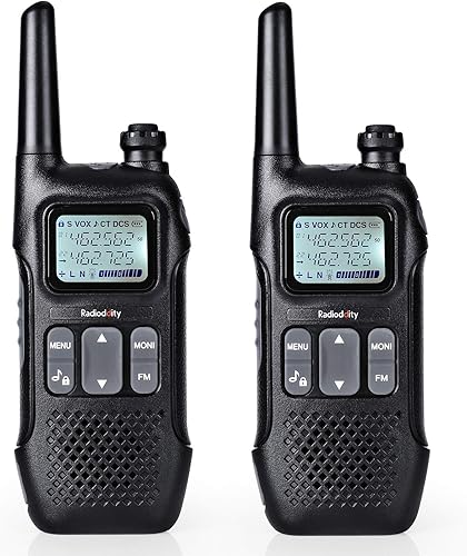 Radioddity FS-T1 FRS Radio bidireccional de largo alcance Walkie Talkies NOAA, 22 canales 154 códigos de privacidad con auricular, carga USB, 2