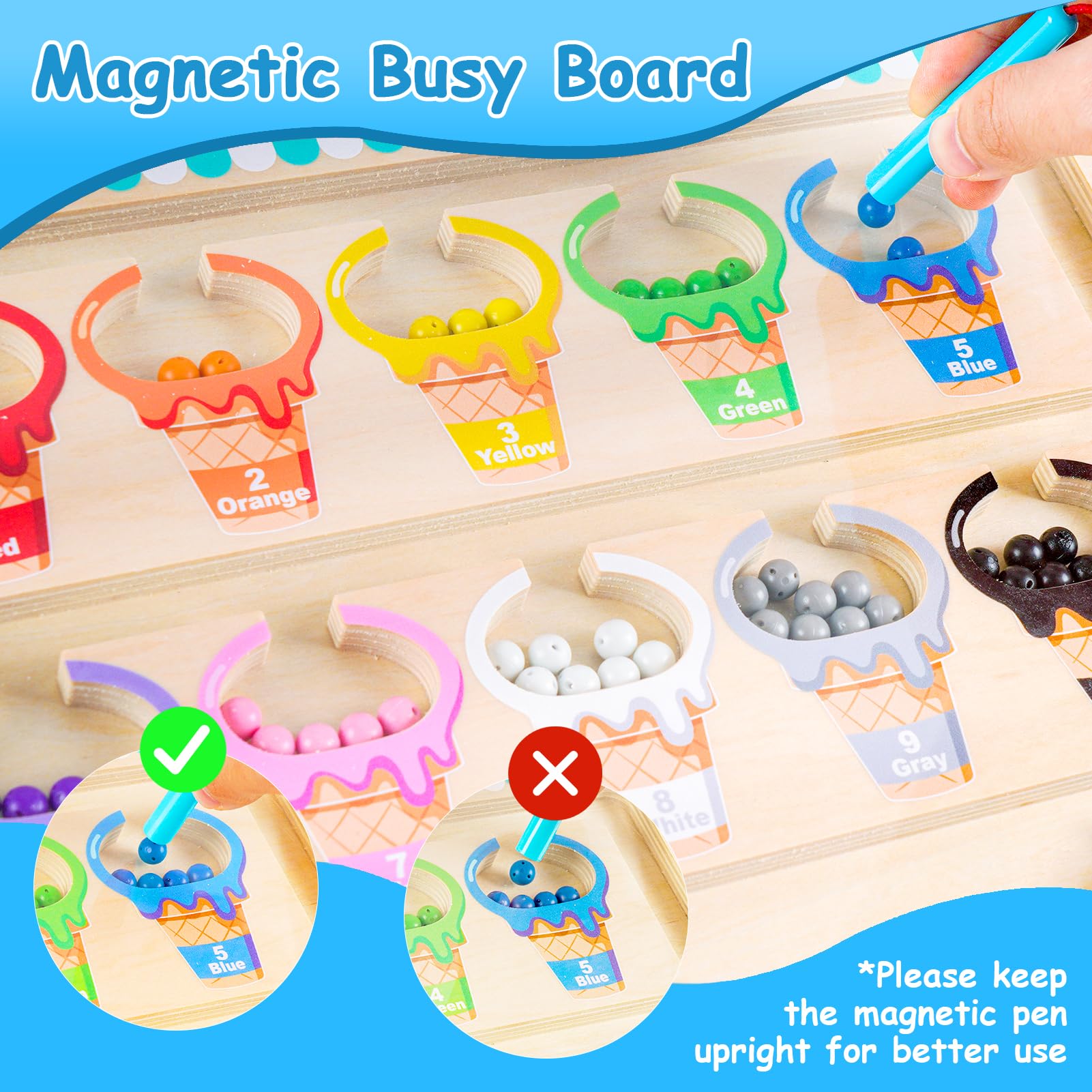 Magnetspiel Labyrinth Holzspielzeug, Baby Montessori Spielzeug Motorikspielzeug ab 2 3 4 5 Jahre, Kinderspielzeug Busy Board Lernen Sortierspiel, Magnete Kinder lernspiele Geschenk Mädchen Junge