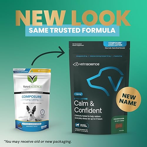 Vista 66 de VETRISCIENCE Composure - Masticables calmantes clínicamente probados, sabor pollo, 60 masticables, alivio de acción rápida del estrés, ladridos