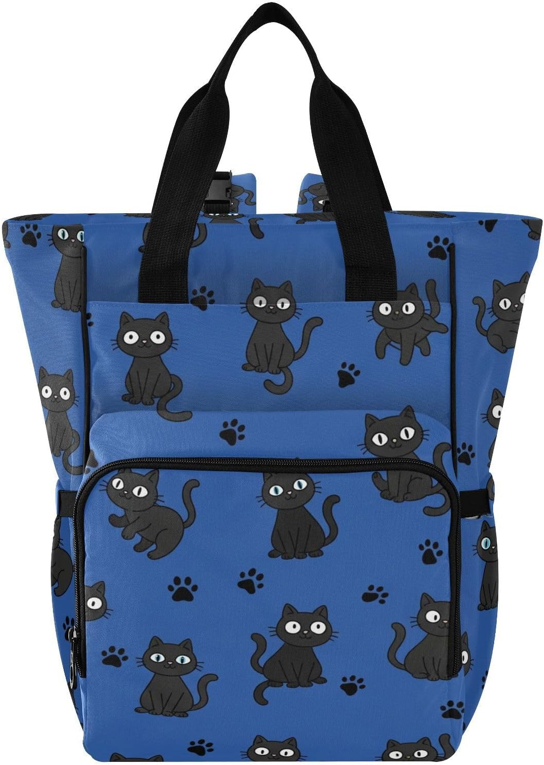 SPRIPORT Cartoon Cats Paw Blue Print Diaper Bag Backpack for Baby Boys Girls Multifunction Baby Essentials Travel Tote with Stroller Straps & Bottle Storage Maternity Baby Changing Bags for Shopping