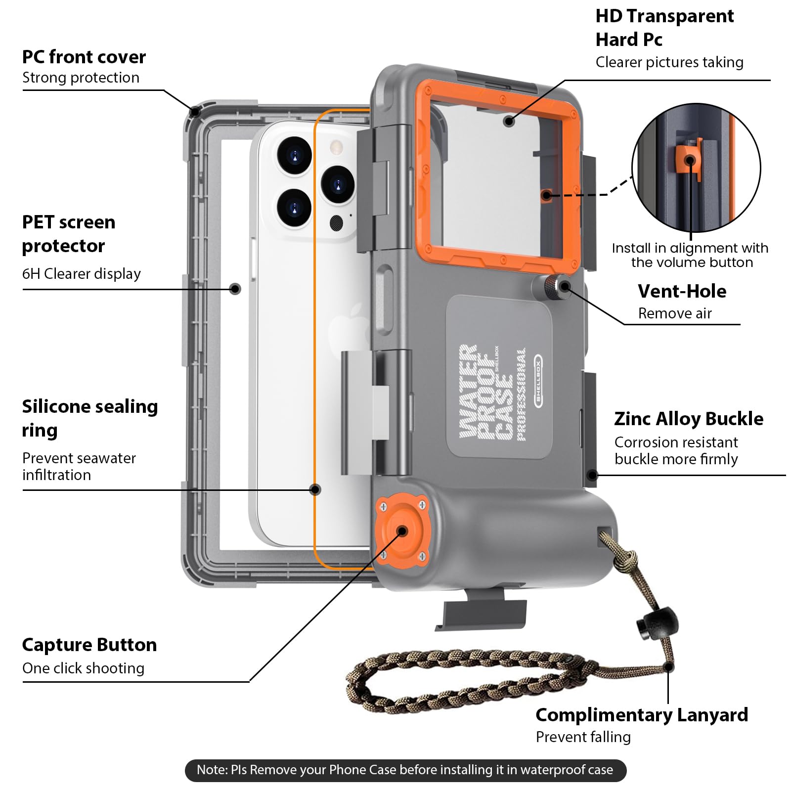 Funda de teléfono subacuática IP68 mejorada para esnórquel, funda impermeable para teléfono | Funda profesional de buceo diseñada para iPhone 7-17 Pro Max/Pro/Plus/Mini, SE 2/3, fotos y videos submarinos