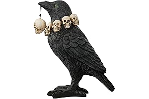 Black Crow Halloween Raven Skull Sculpture Prop