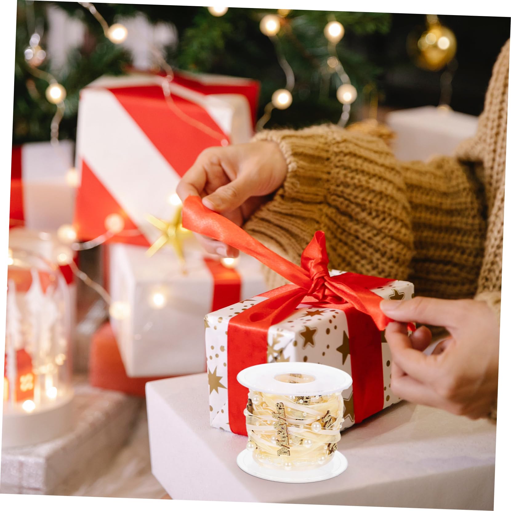 Angoily Lot De 5 Rouleaux De Rubans Décoratifs Pour Décoration De Mariage En Tissu Pour Fête Mariage Doré Pour Vœux Nœud Fête Prénatale Polyester Doré