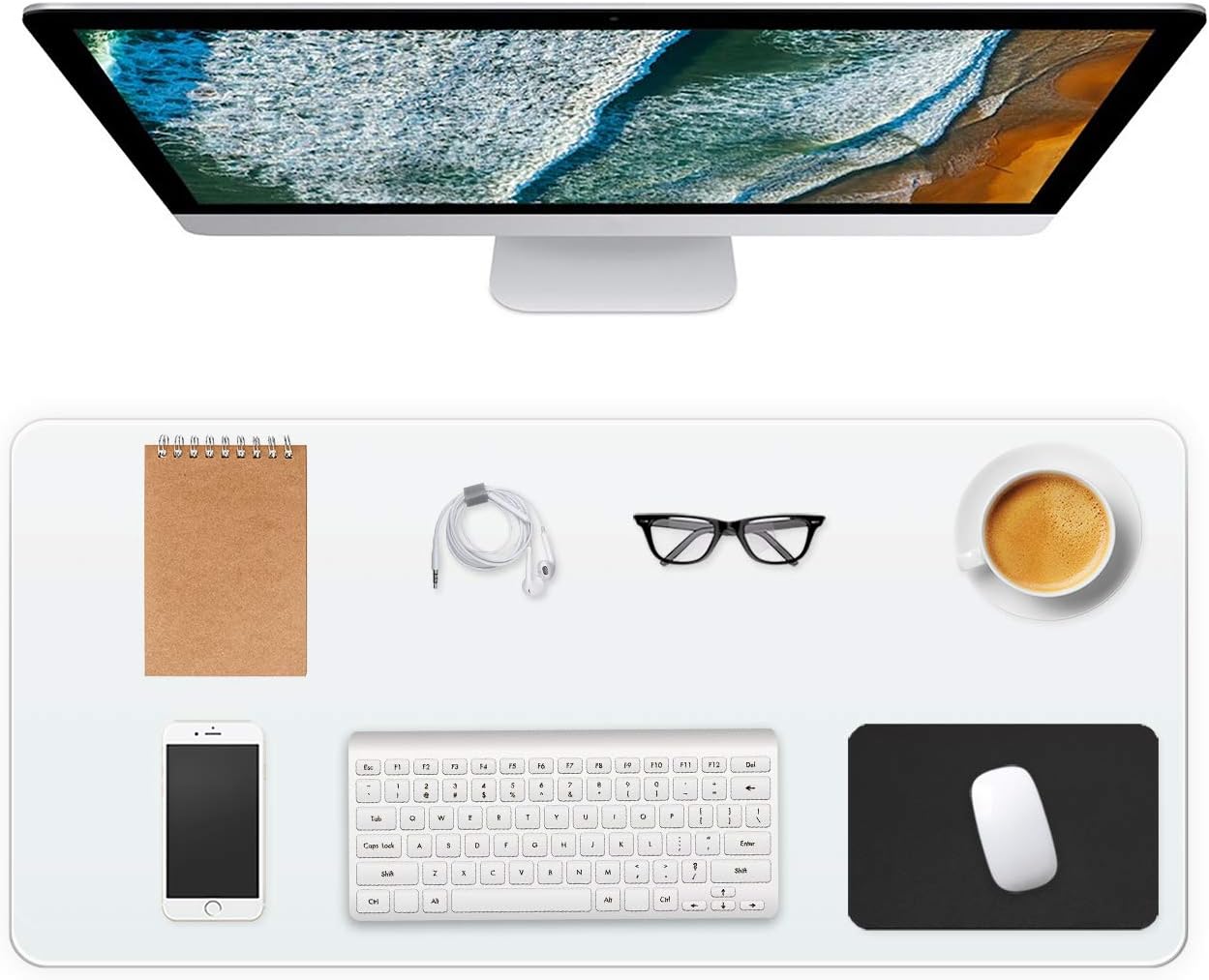 Clear Office Desk Pad Protector 24 X 48 Inch Waterproof & Oil-Proof Desk Pad Mat Anti-Scalding Tablecloth Transparent Table Cover for Coffee Table, Dining Table and Writing Desk (Mouse Pad Included)