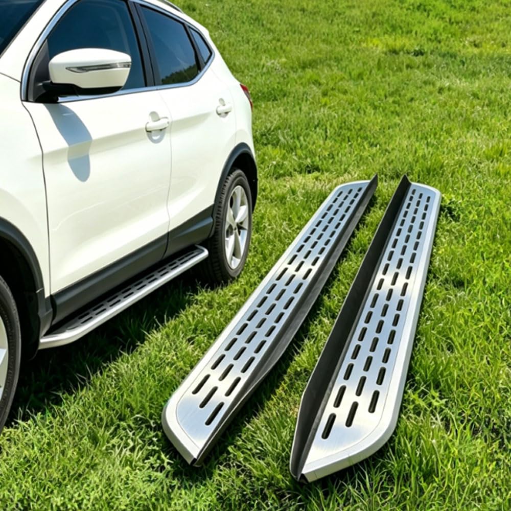 Estribos para Nissan Qashqai e-Power 2022-2026, escalones laterales antideslizantes de aluminio plateado con kit completo de herrajes de instalación, accesorios Nissan Qashqai e-Power