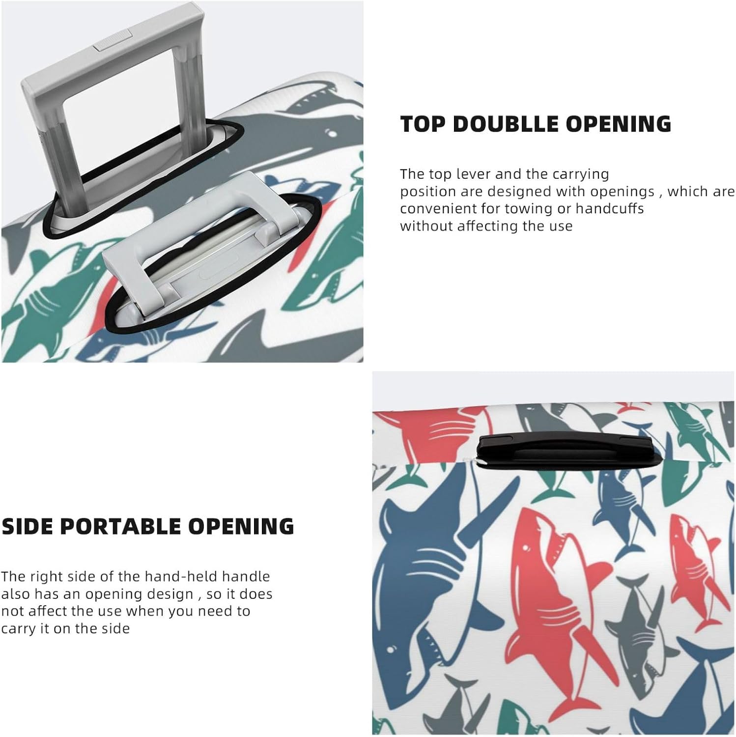 Colorful Shark Luggage Cover Washable Elasticated Luggage Covers for Suitcase tsa Approved Stylish Dust and Scratch Resistant Luggage Case Protector for Kids and Adults -