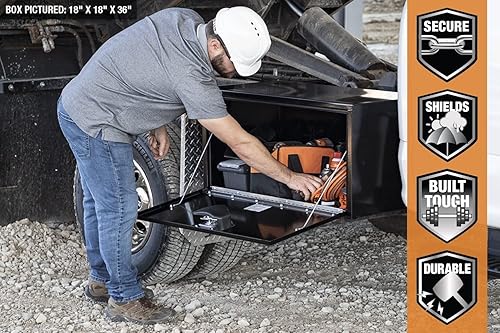 Vista 15 de Buyers Products 1704305 - Caja de acero negro para debajo de la carrocería con cierre de asa en T bloqueable, 24 x 24 x 36 pulgadas, fabricada