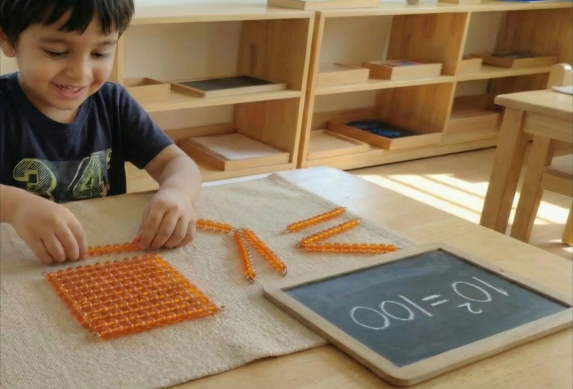 BOHS Montessori-Perlenketten und -Quadrate – Überspringendes Zählen, Multiplikation und Quadratzahl – Mathe-Manipulationsmaterialien – Grundlern-Lernspielzeug