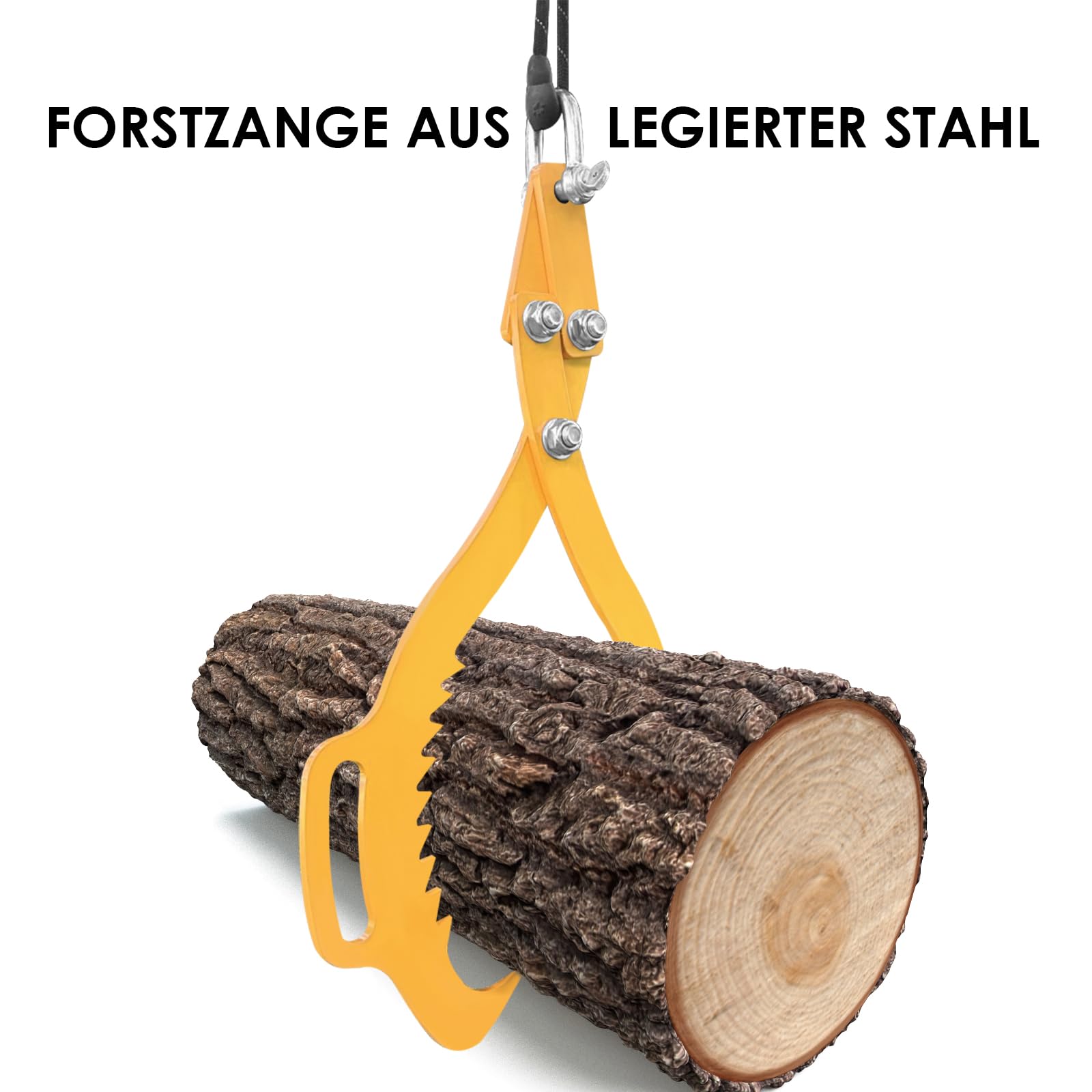 Forstzange für Baumstämme Hebezange, 1000 kg Zugkraft bis 640mm, Rückezange mit 2 Klemmdornen, Schleppzange, Verladezange, Holzzange für Verladearbeiten, zum Transportieren & Fassen von Holz