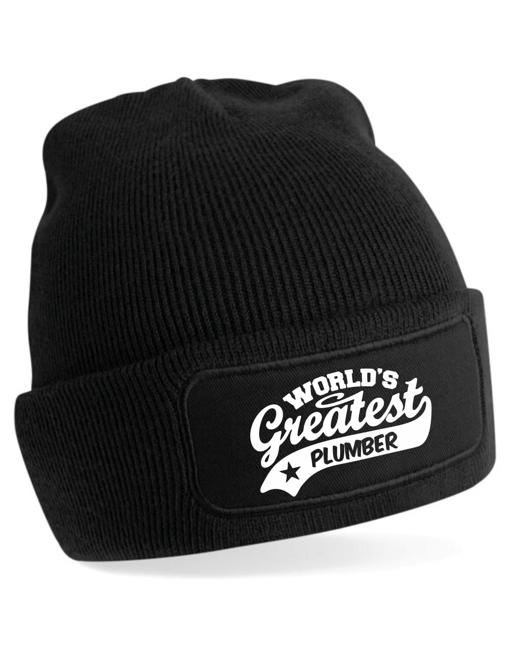 Print4U Beanie Hat Greatest Plumber Gift for Her Men's Birthday Present Handyman Black