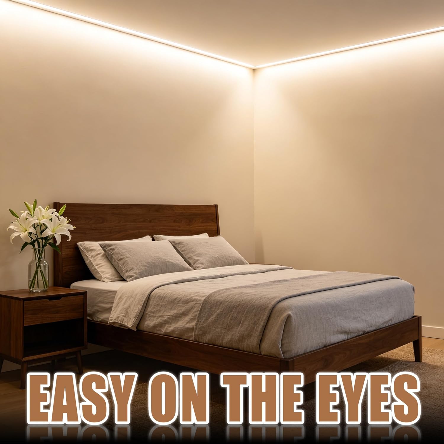 RadiantFlux 50Ft 4000K Flexible LED Strip Lights, Natural Glow Indoor Strips, Dimmable Super Bright Tape Lights for Living Room, Kitchen and Vanity Mirror