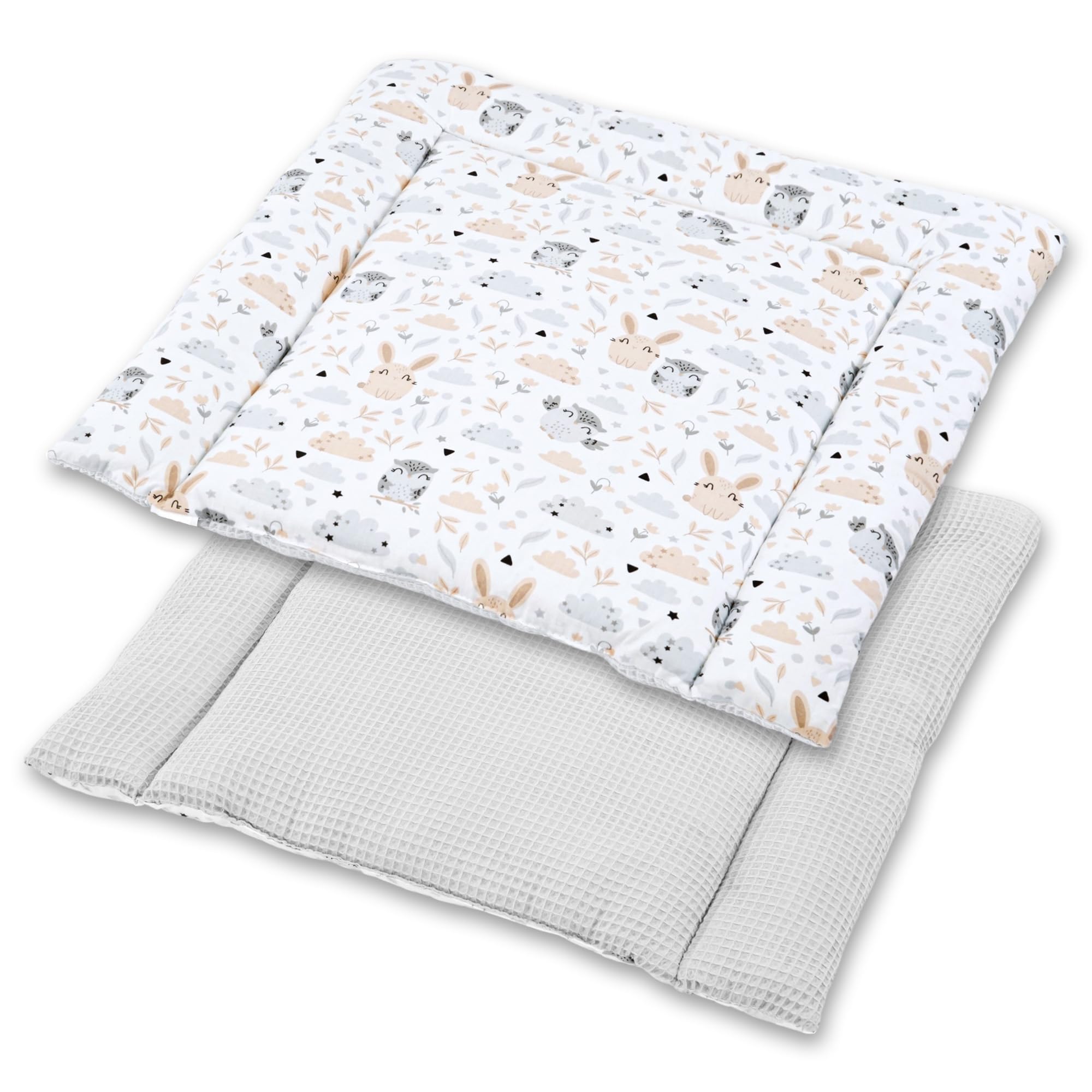 Materassino fasciatoio 75x72 cm - cuscino neonato in cotone lavabile pieghevole e portatile materasso da viaggio tappetino per cassettiera lavatrice e tavolo 75 x 72 Oeko-Tex Gufi B