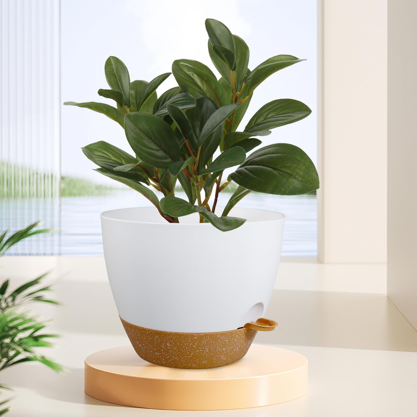 WSMKSZ Pots de fleurs en plastique à auto-irrigation avec trous de drainage en maille et réservoir profond pour plantes et fleurs de jardin d'intérieur et d'extérieur 30,5 cm