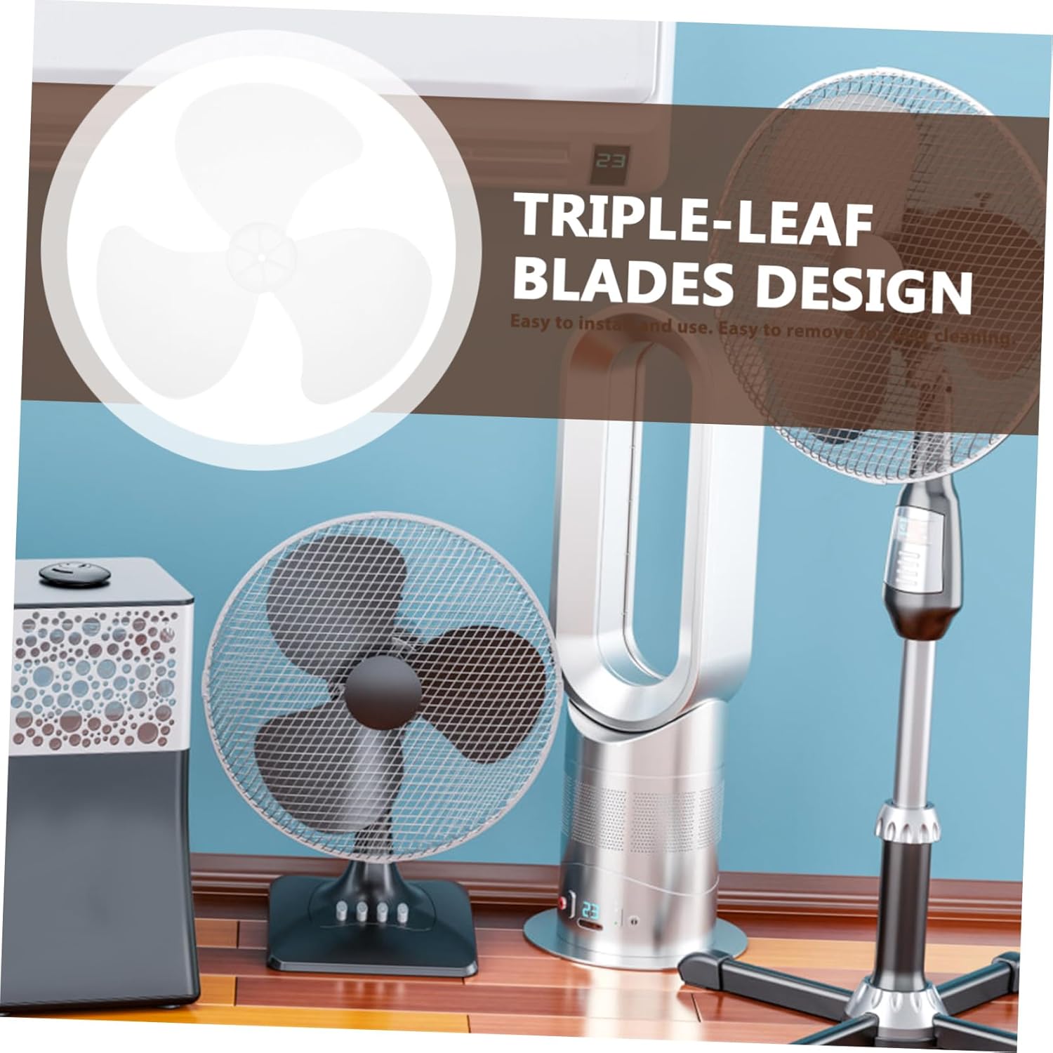 DOITOOL 3pcs Replacement Fan Blades for Table and Pedestal Fans Triple-leaf Blades Easy to Install and Clean Low Noise