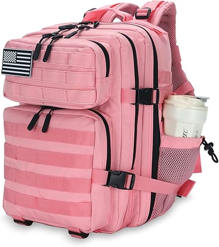 Miniatura 17 de Mochila táctica militar impermeable de 25L para hombres y mujeres, paquete de asalto, mochila de viaje pequeña, Fresa, Pequeño, Mochilas Daypack