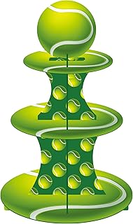 3 Tier Tennis Cupcake Stand for Tennis Birthday Party Decoration Sports Cupcake Holder Dessert Tower for Sports Theme Party Baby Shower Supplies
