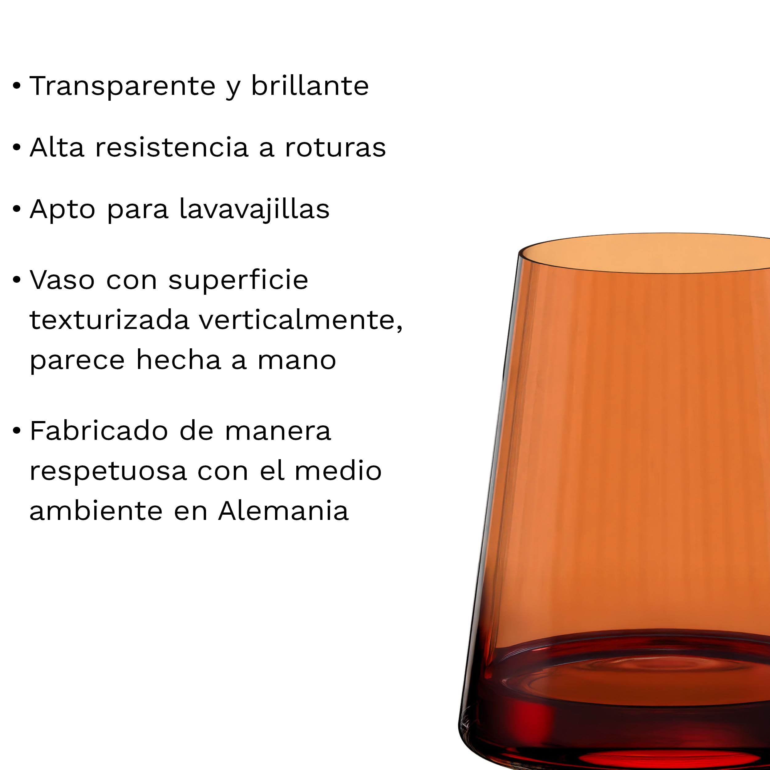 Stölzle Lausitz Vaso de Vino Blanco Symphony Orange Set de 6, 400 ml – Vasos versátiles para Vino, Agua, Zumo & Cócteles – Cristal Elegante – Lavavajillas & Resistentes a Golpes