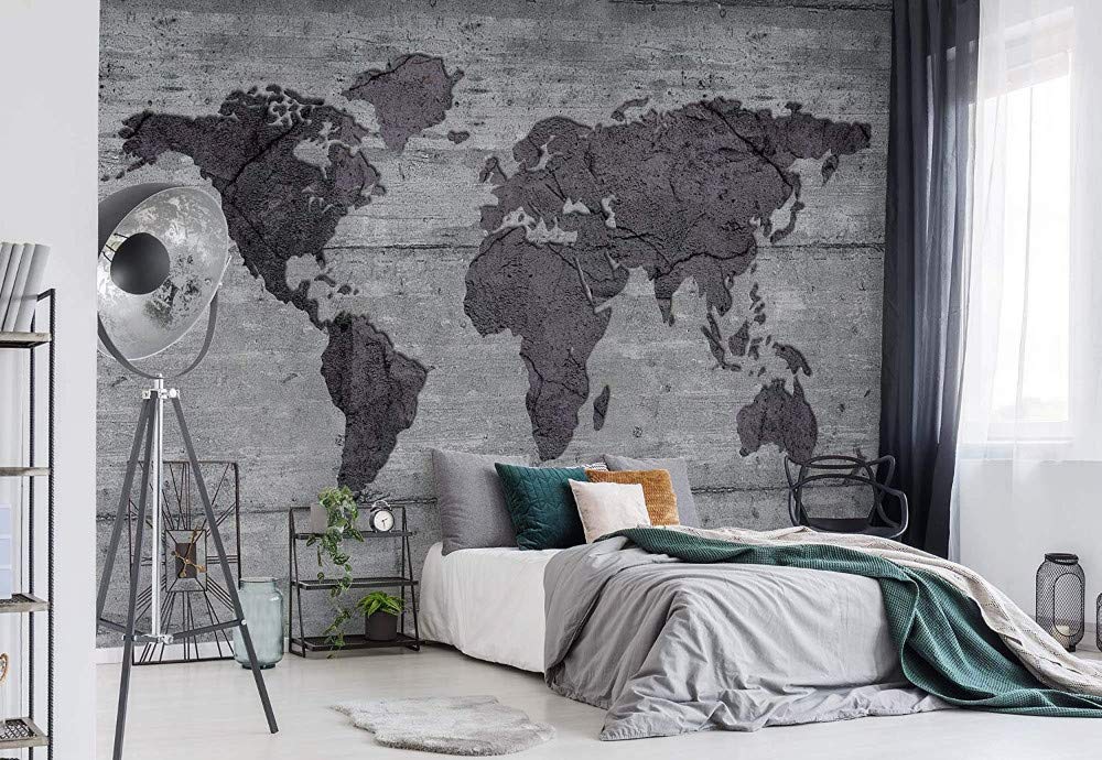 Wallpaper Photo Wallpaper Wall Mural World Map Concrete Texture - Photo Wallpaper - Wall Mural - Giant Wall Poster,3D Wallpaper
