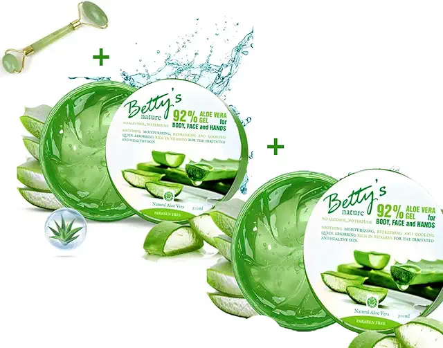 Lot de 2 gels d'aloe vera 300ml naturel sans paraben avec roller jade