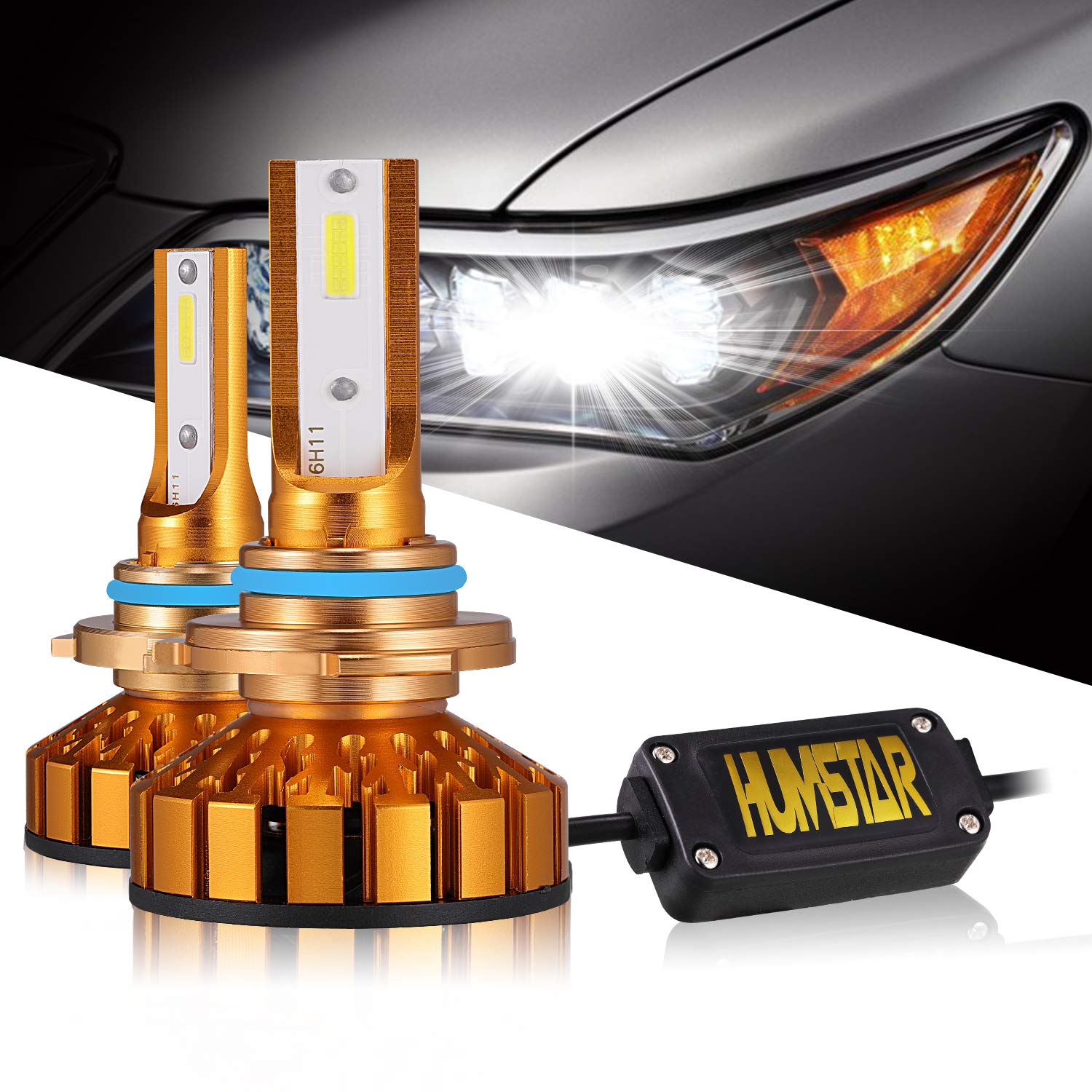 HUMSTAR 9006 HB4 Led Headlight Bulbs, Mini Design 8000LM 6000K 60W CSP
