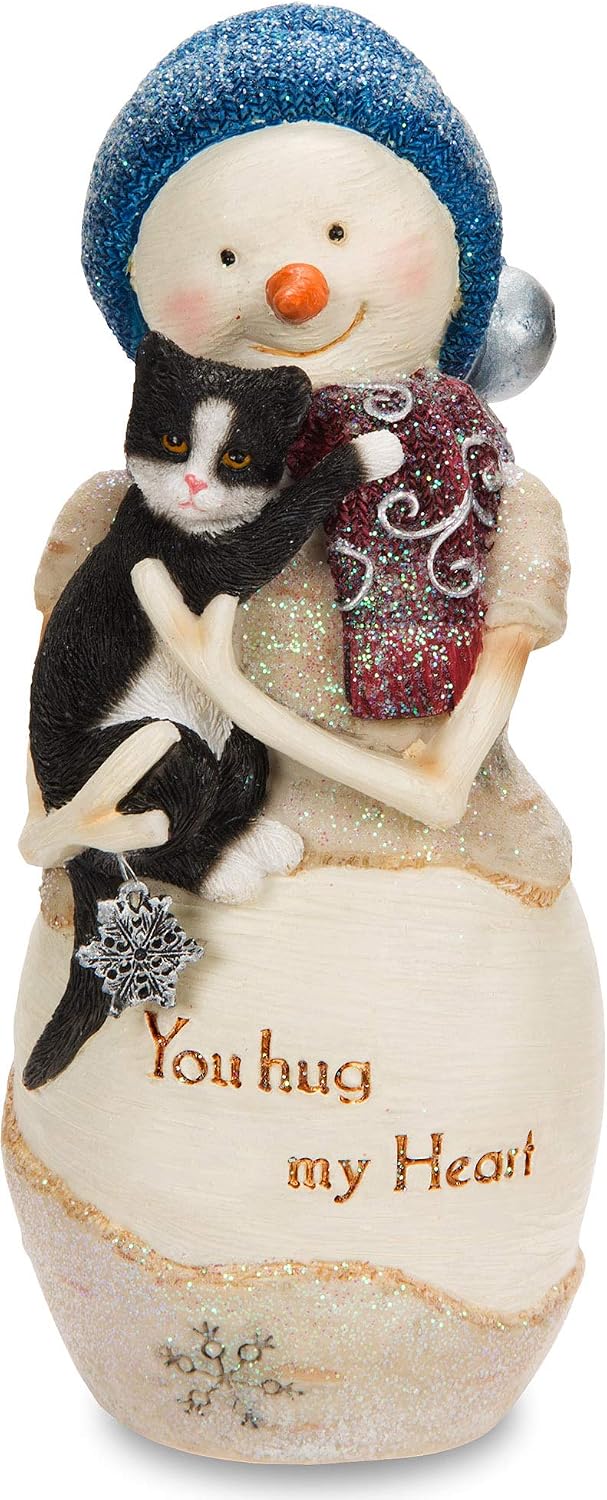 Pavilion Gift Company Birchhearts HUG My Heart kardan adam figürü, Kedi, 12,7 cm beyaz