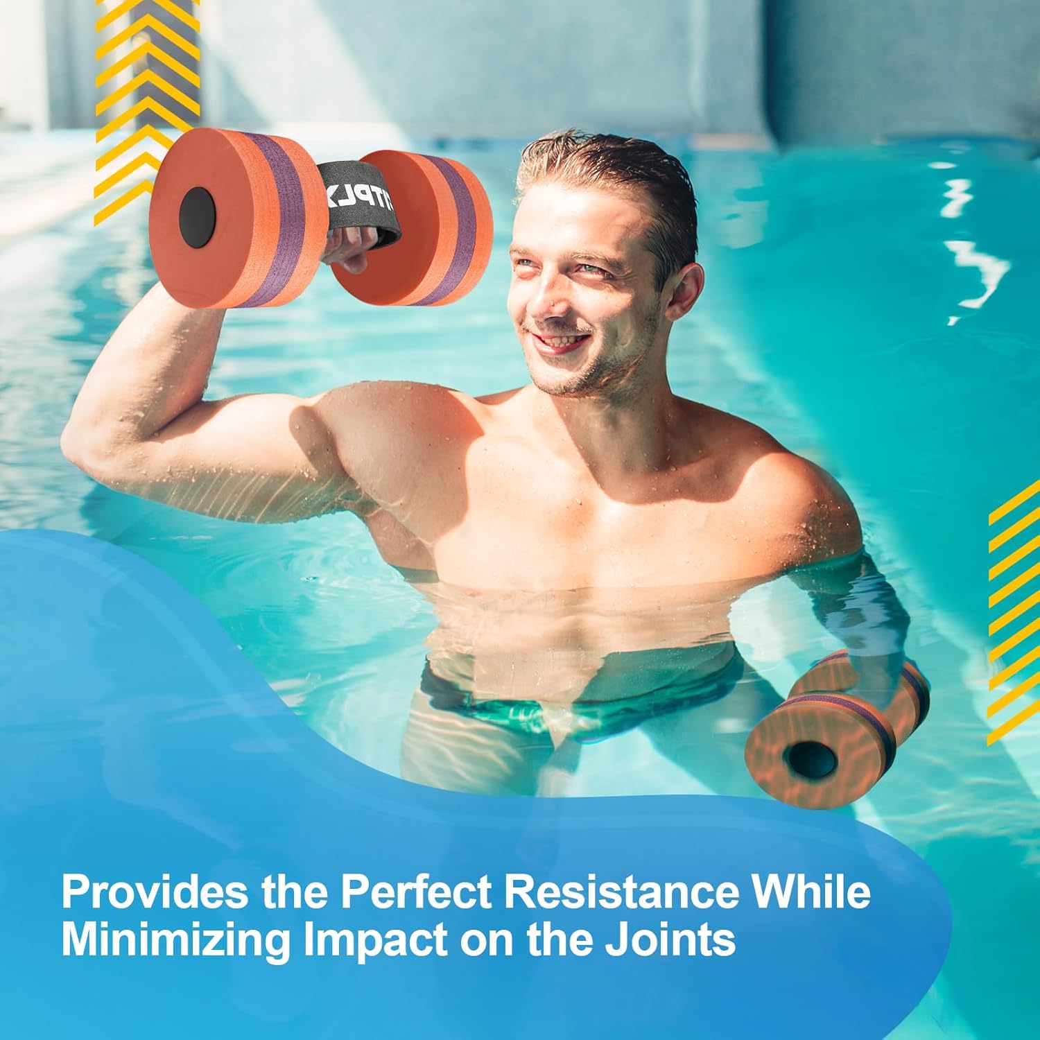 Water Weights Aquatic Pool Dumbbells for Swimming Exercise - EVA Foam Swim Pool Weights with Handle Strip, 2PCS Lightweight Water Dumbbells, Aerobics Swimming Exercise Equipment
