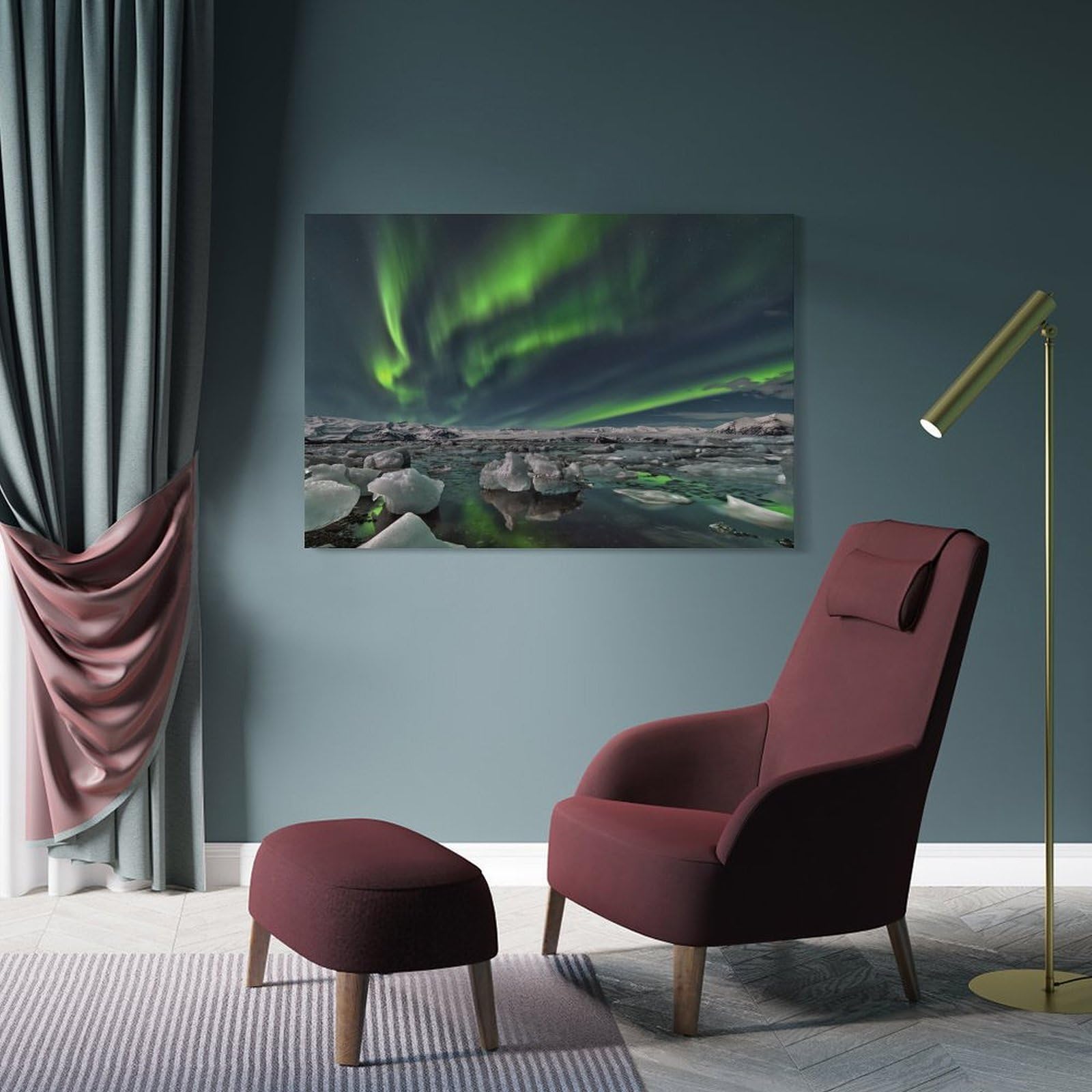 Junmoney Ice Lake Canvas Wall Decor 24x36inch(60x90cm), for Study, Office Or Focused Interiors, Wall Art That Adds Style to Work Areas