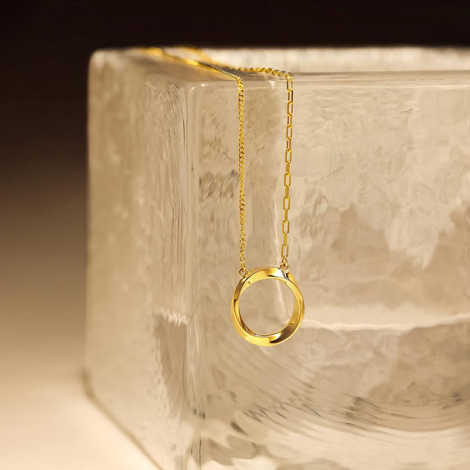 CHOW SANG SANG Essence 999 24K Gold Price-by-Weight 4.86g Gold Mobius Strips, Endless love hoop Necklace for Women 93863N | 18.5 Inches, (47 CM)