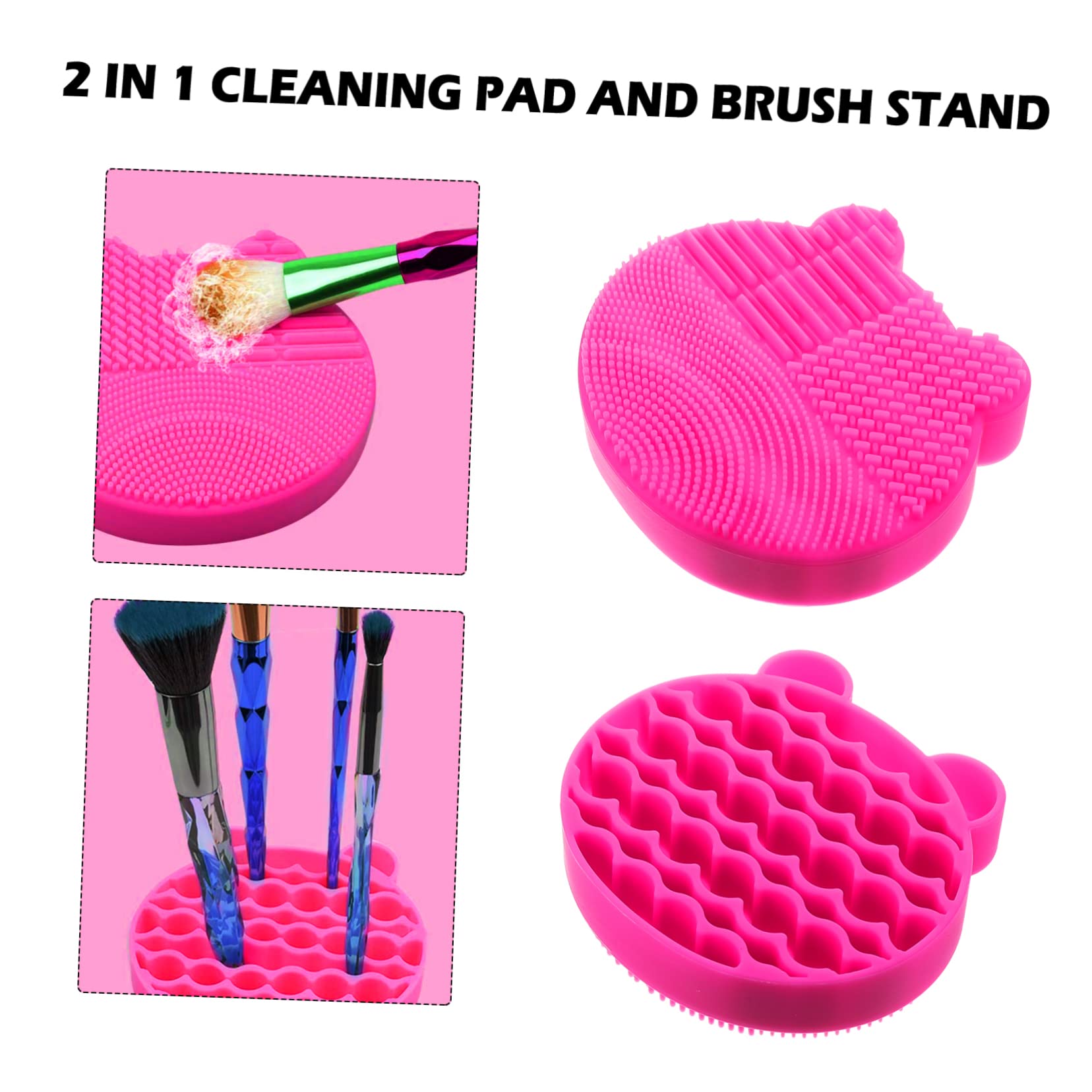 FRCOLOR 3 Pezzi 2 1 Pennello Per Il Trucco Spugna Per La Pulizia Tappetino Per Lasciugatura Strumento Per Riporre I Pennelli Per Il Trucco Portapennelli Di Bellezza