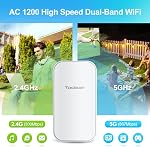 Extérieur WiFi Extendeur 1200Mbps Double bande WiFi Amplificateur de signal et de booster IP65 Gamme de transmission étanche jusqu'à 300 Fixation automatique App1 Prise en charge de Ethernet 30 Dispositifs