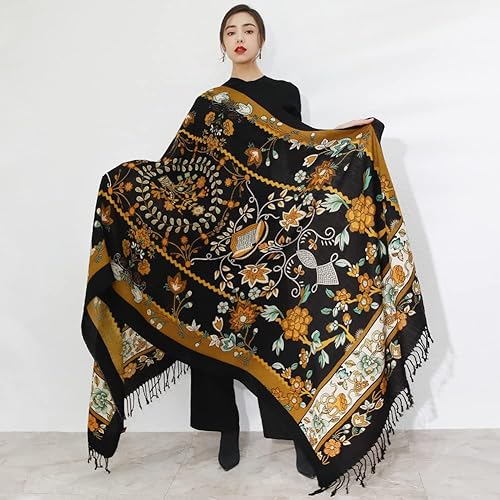 Miniatura 7 de DANA XU Manta de pashmina extragrande 100% de lana merina, bufanda de viaje, bufanda de cachemira para mujer, otoño e invierno, chal de gran tamaño